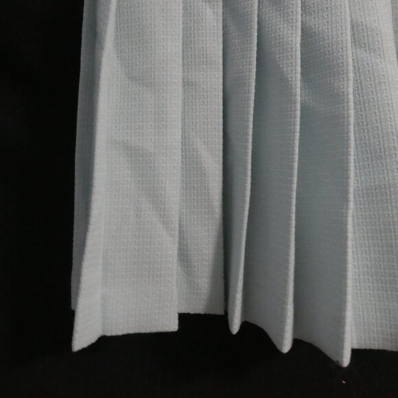 Textured Light Blue Lined Pleated Skirt | size 36 | Button and Zip Side Closure - Picture 6 of 15